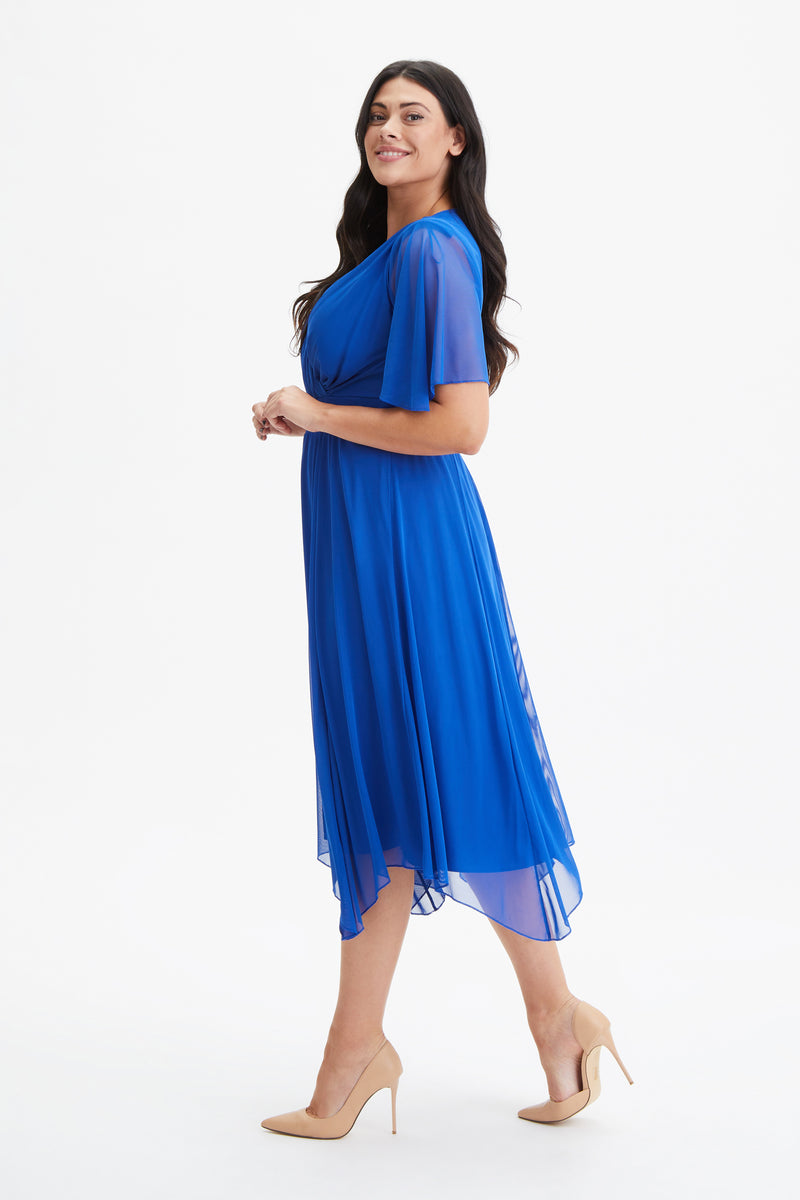Julie Solid Cobalt Hanky Hem Dress