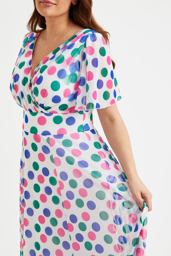 Isabelle Ivory Multidot Float Sleeve Maxi Dress