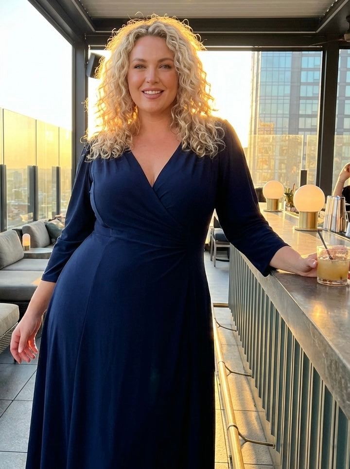 navy blue fit and flare dress Blue Fit and Flare Dress Long Sleeve Cut Out