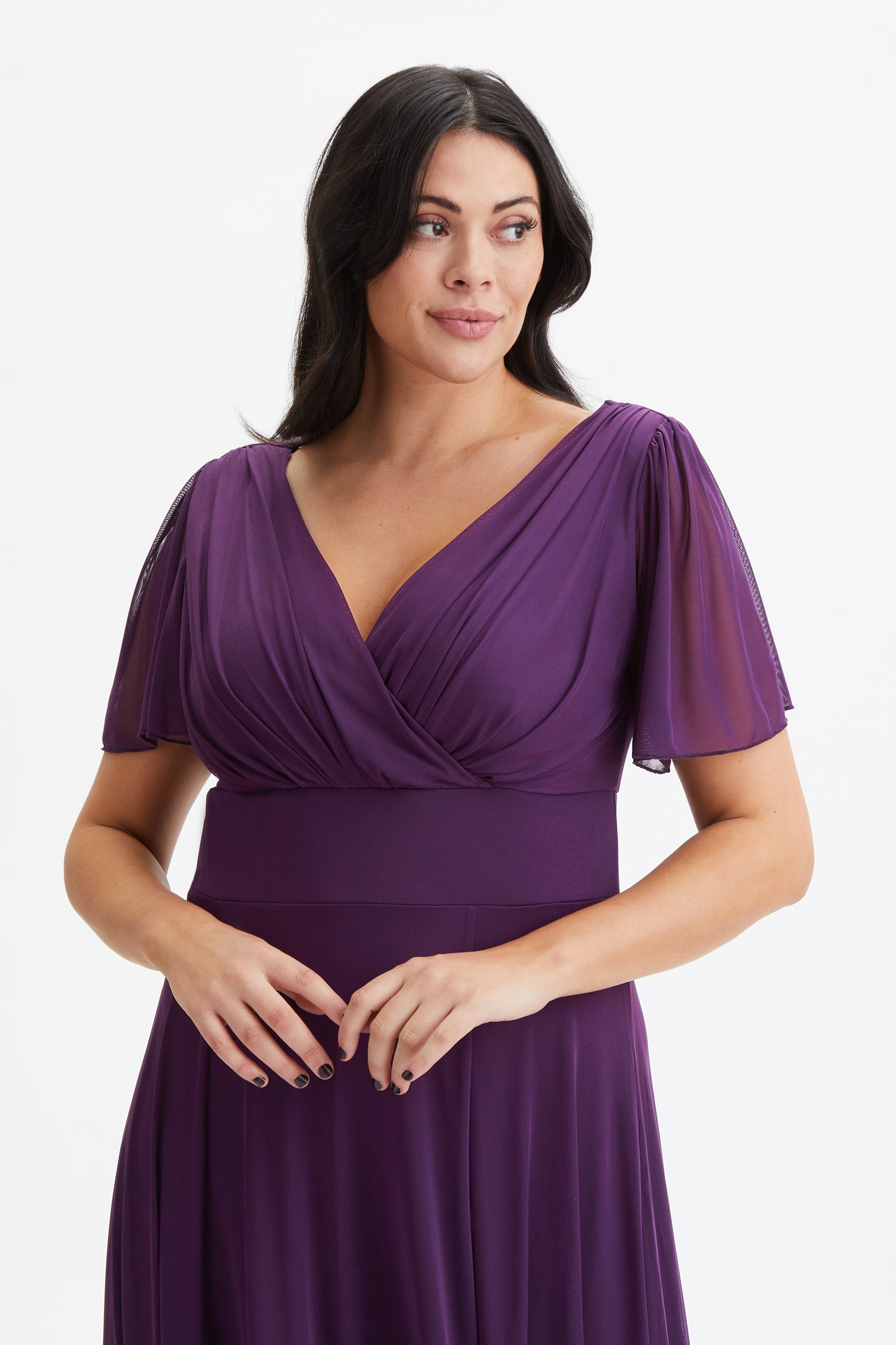 Isabelle Purple Float Sleeve Maxi Dress