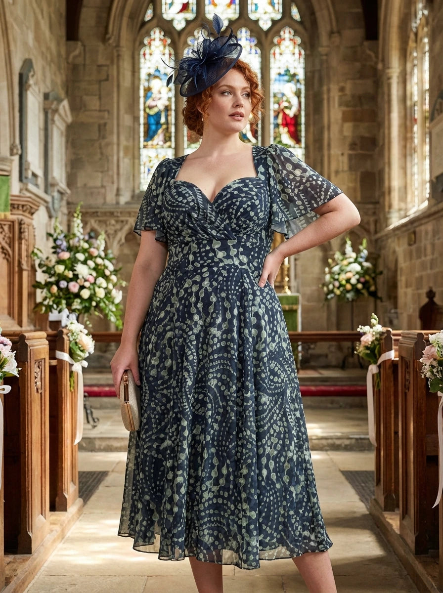 Liz Navy Cream Bolero Wrap Bodice Midi Dress – Scarlett & Jo