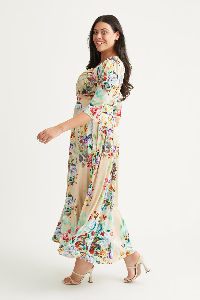 Elizabeth Multi Floral Velvet Maxi Gown