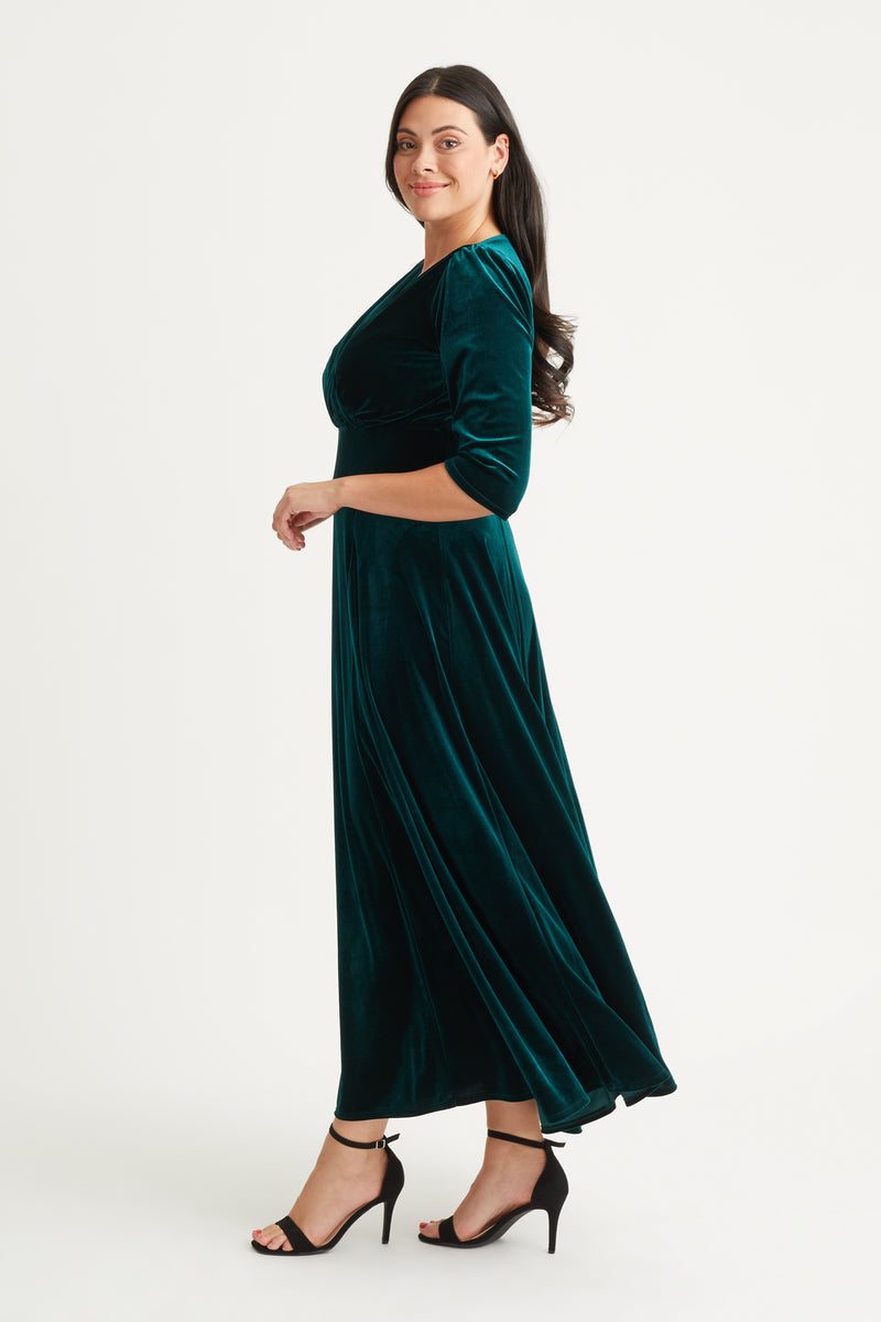 Verity Velvet Dark Green Maxi Gown