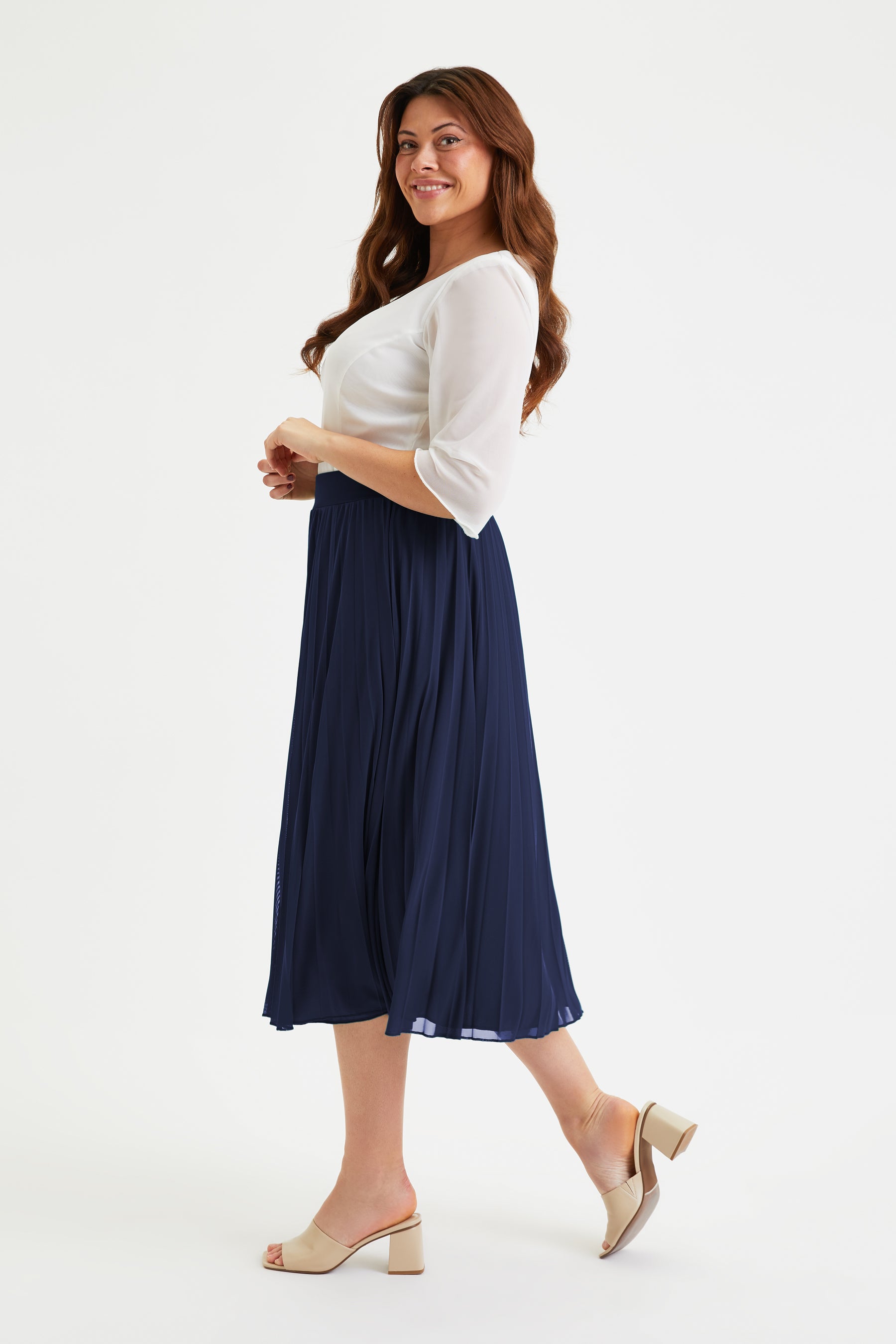 strapless open back dress Kevan Jon Mila Pleat Knee Navy Dress – Hats & Tiaras main image 0