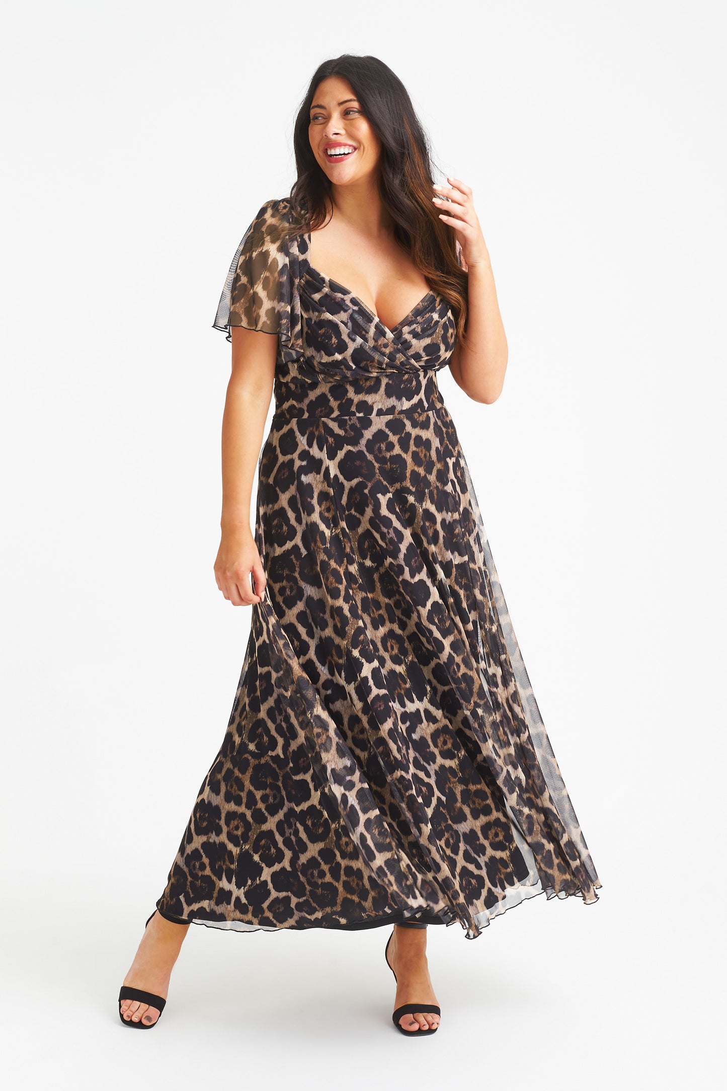 Kemi Leopard Print Bolero Wrap Bodice Maxi Gown