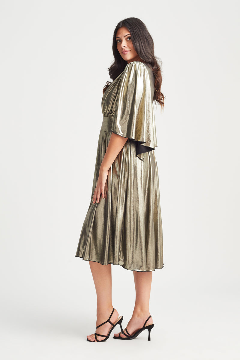 Liquid Gold Midi Gown