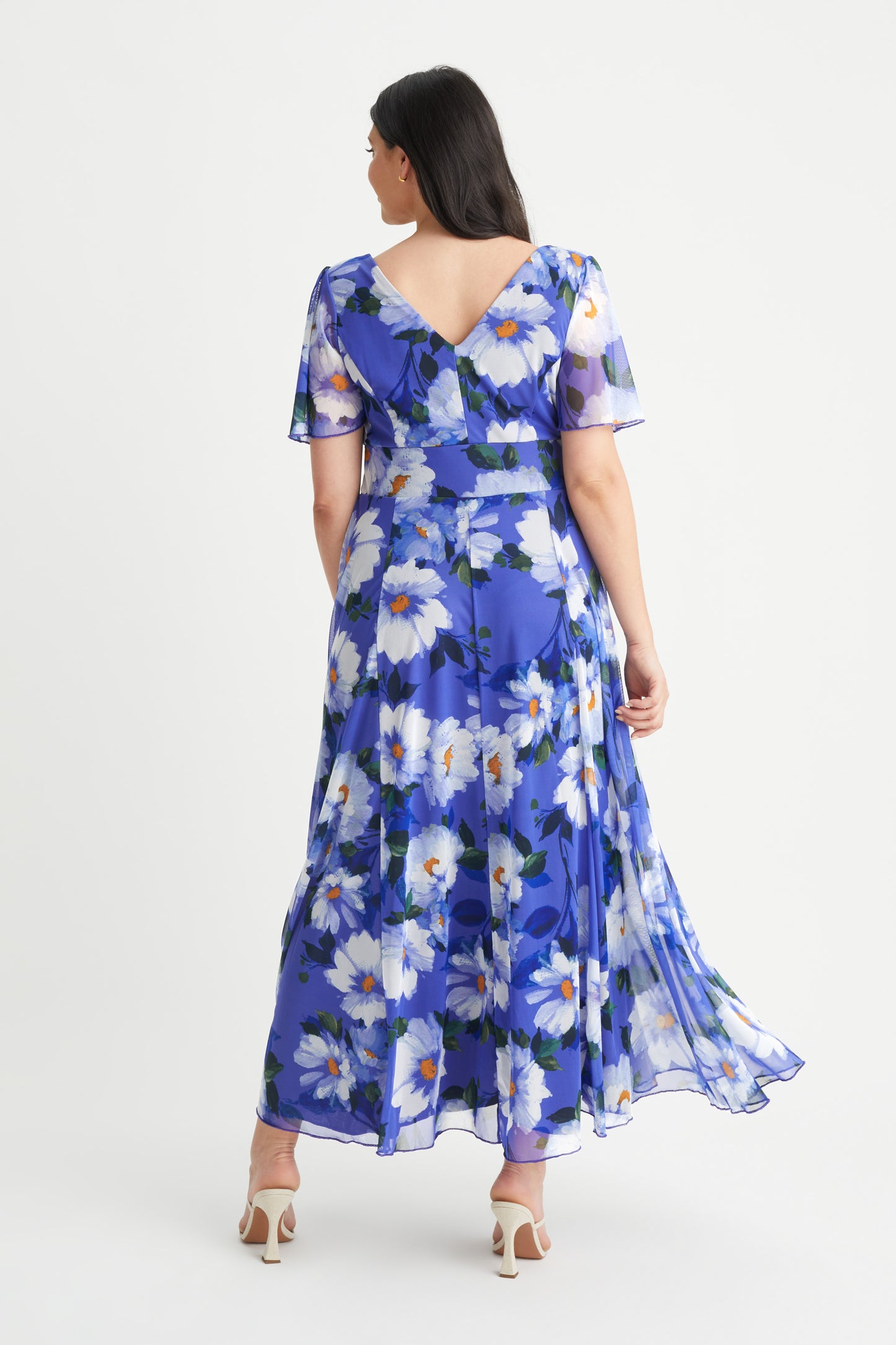 Isabelle Blue Daisy Float Sleeve Maxi Dress