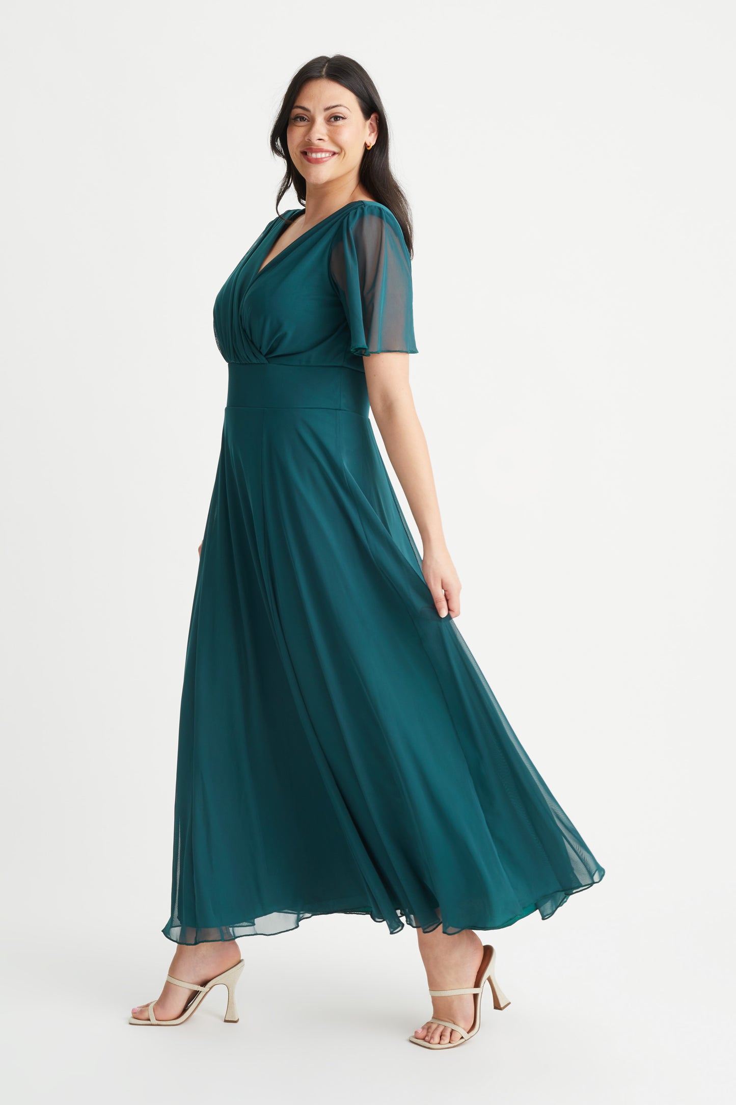 Isabelle Green Float Sleeve Maxi Dress