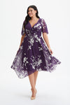 Julie Purple Ivory Hanky Hem Dress