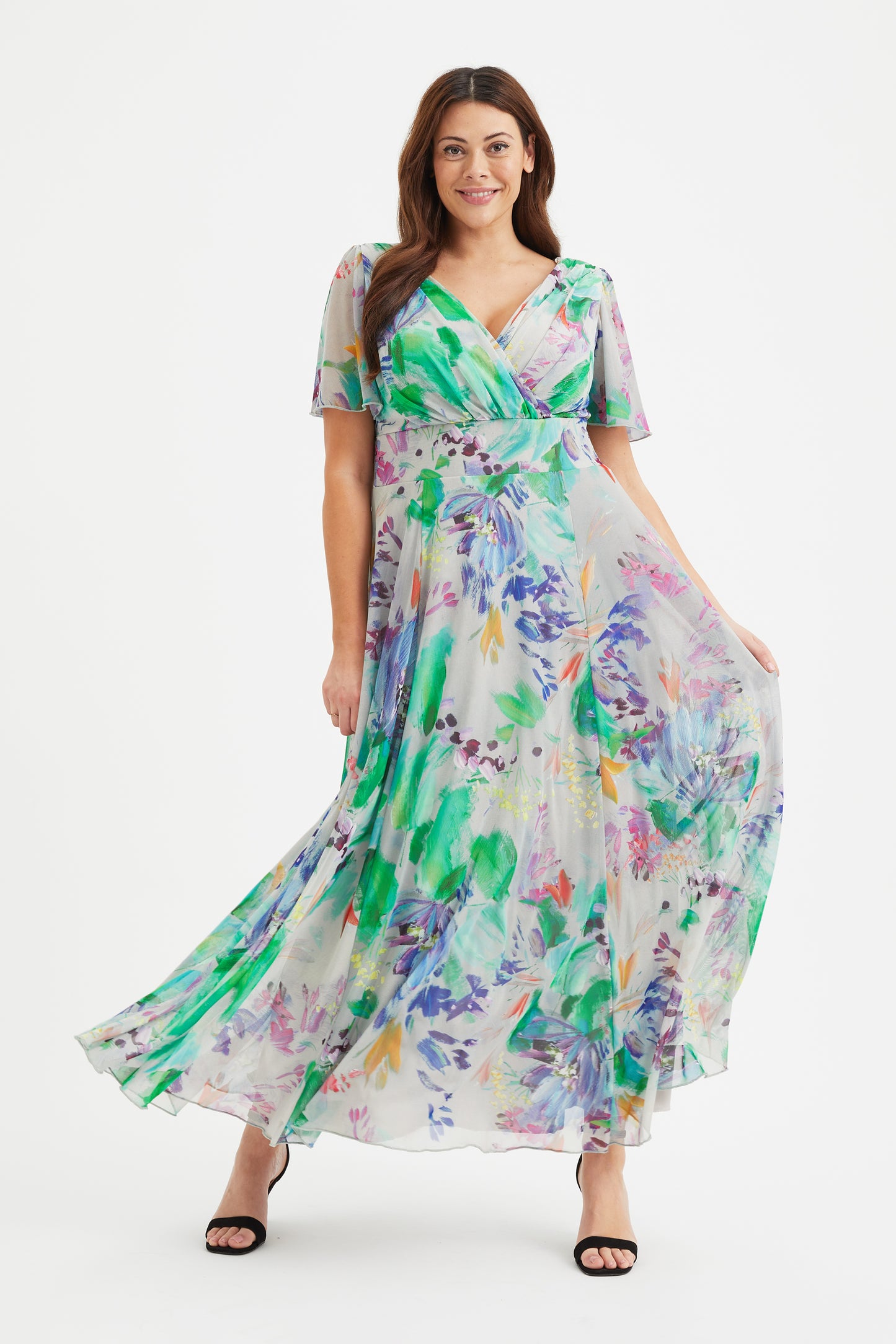 Isabelle Green Blue Float Sleeve Maxi Dress Scarlett & Jo Isabelle Green Blue Float Sleeve Maxi Dress Scarlett & Jo
