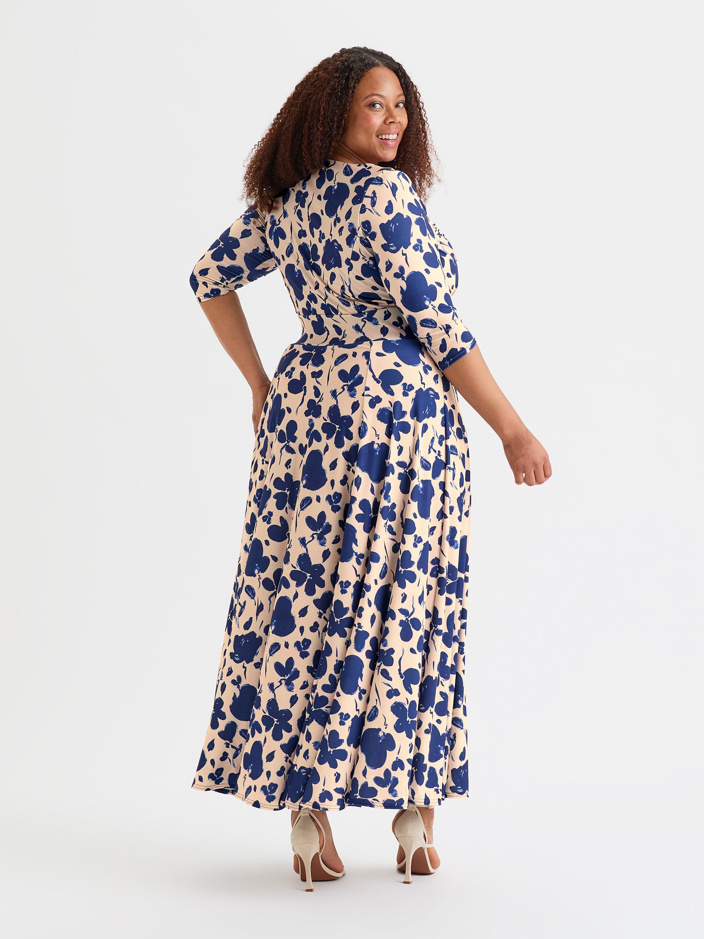 blue and cream maxi dress Blue & Cream Animal Print Maxi Dress | Women's Boutique