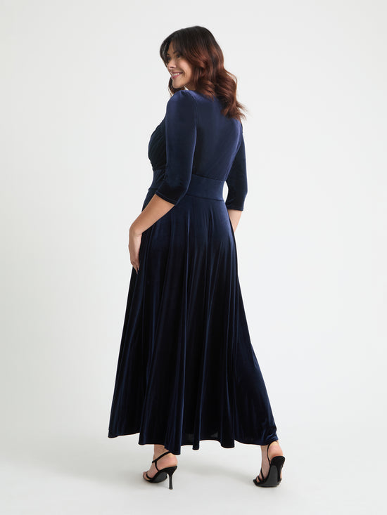 Elizabeth Dark Navy Velvet Maxi Gown