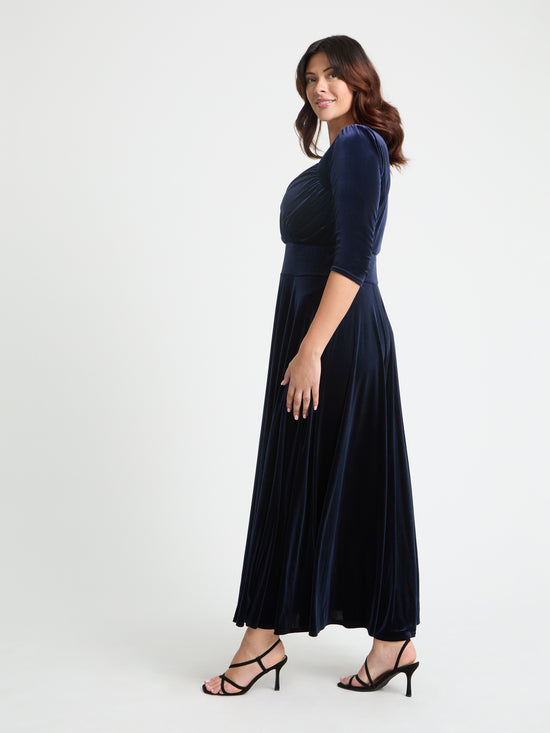 Elizabeth Dark Navy Velvet Maxi Gown