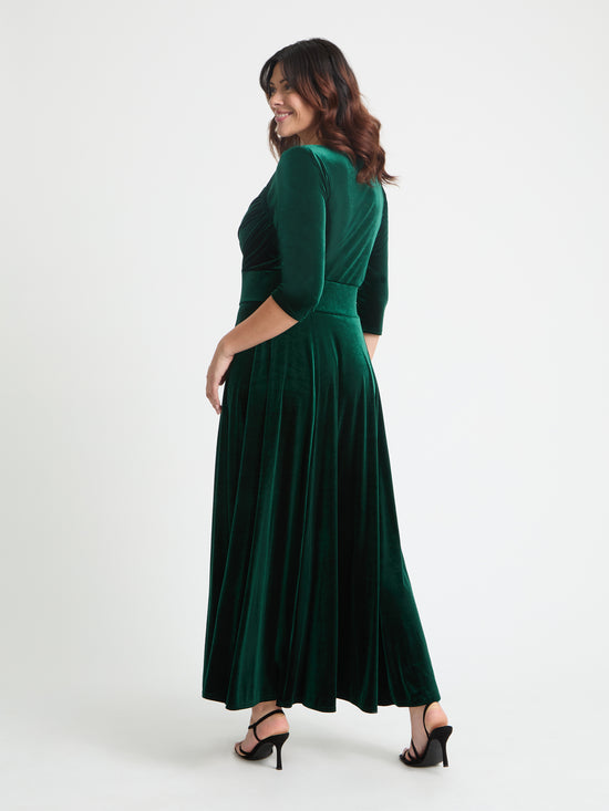 Elizabeth Dark Green Velvet Maxi Gown