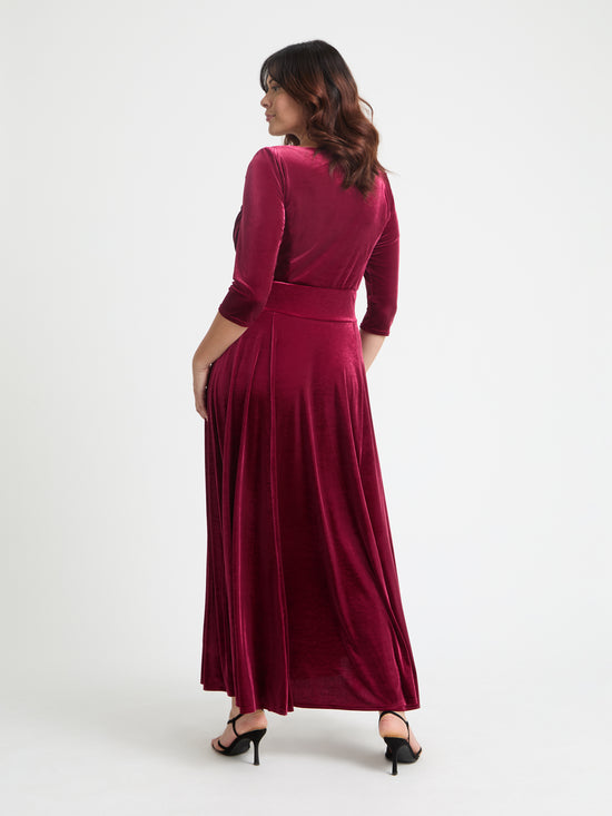 Elizabeth Wine Velvet Maxi Gown