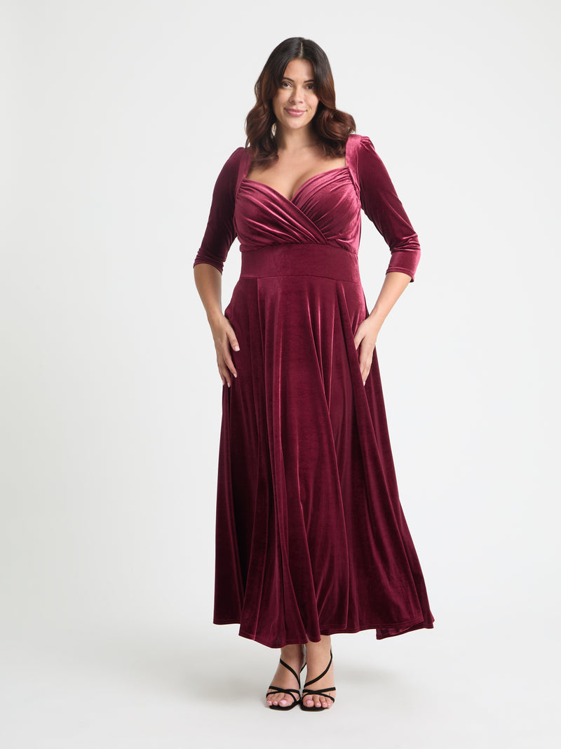 Elizabeth Wine Velvet Maxi Gown