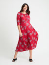 Red Multi '1940s' Tie and Wrap Dress