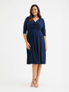Navy Cowl Neck '1940s' Dress