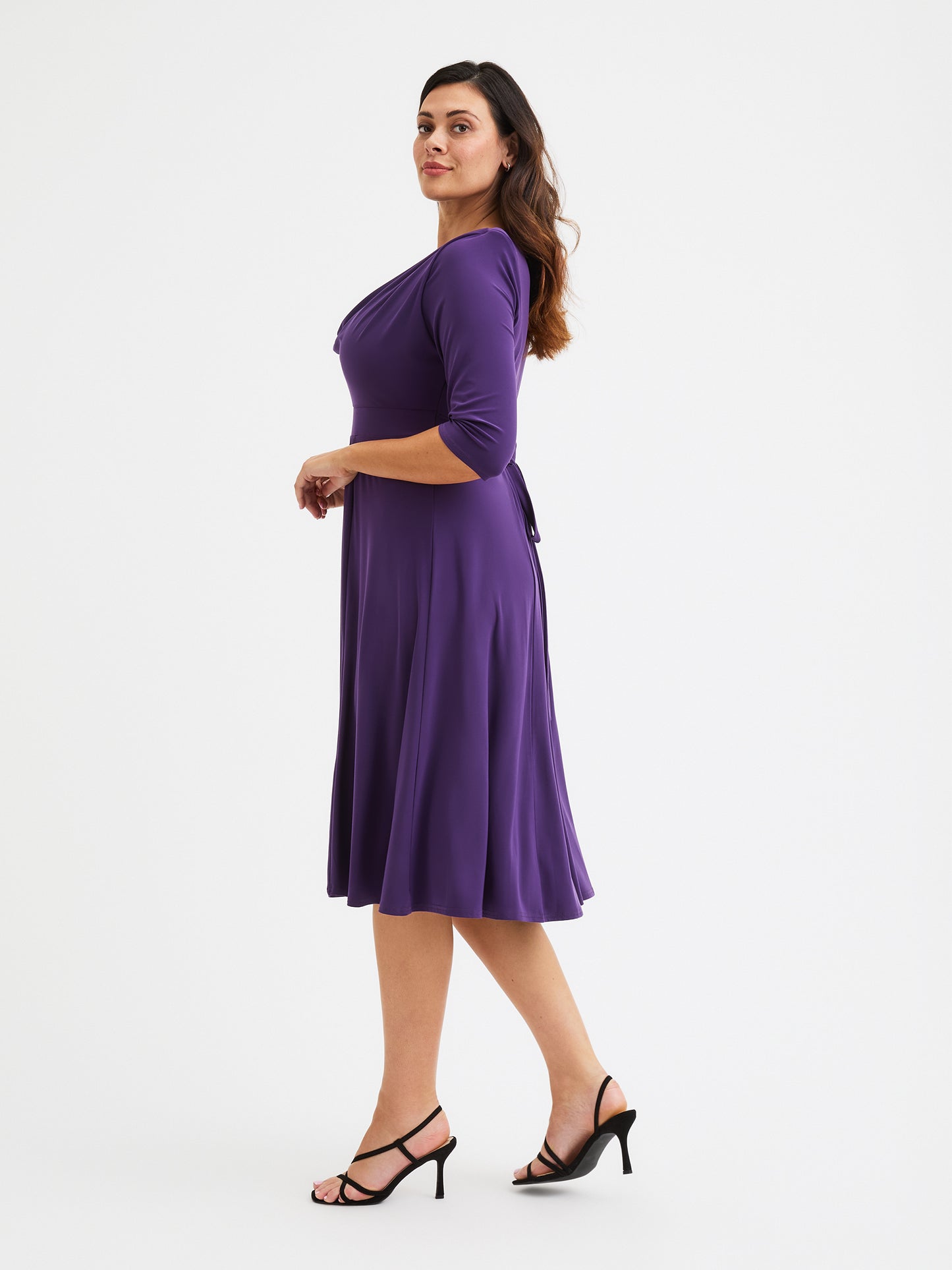 Purple Cowl Neck '1940s' Dress – Scarlett & Jo