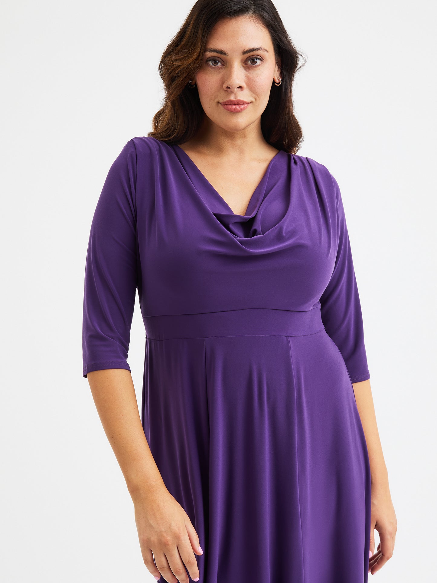 Purple Cowl Neck '1940s' Dress – Scarlett & Jo