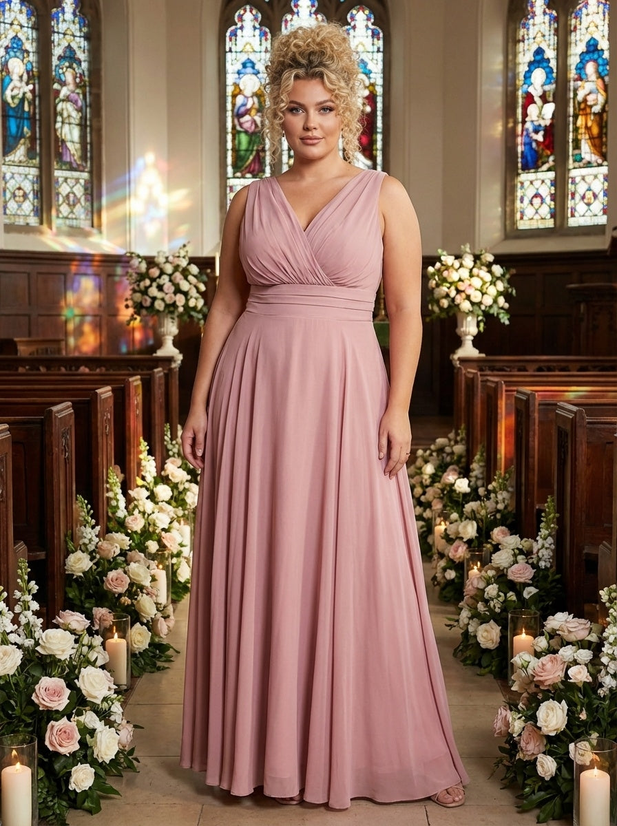 Nancy Marilyn Blush Pink Chiffon Maxi Dress