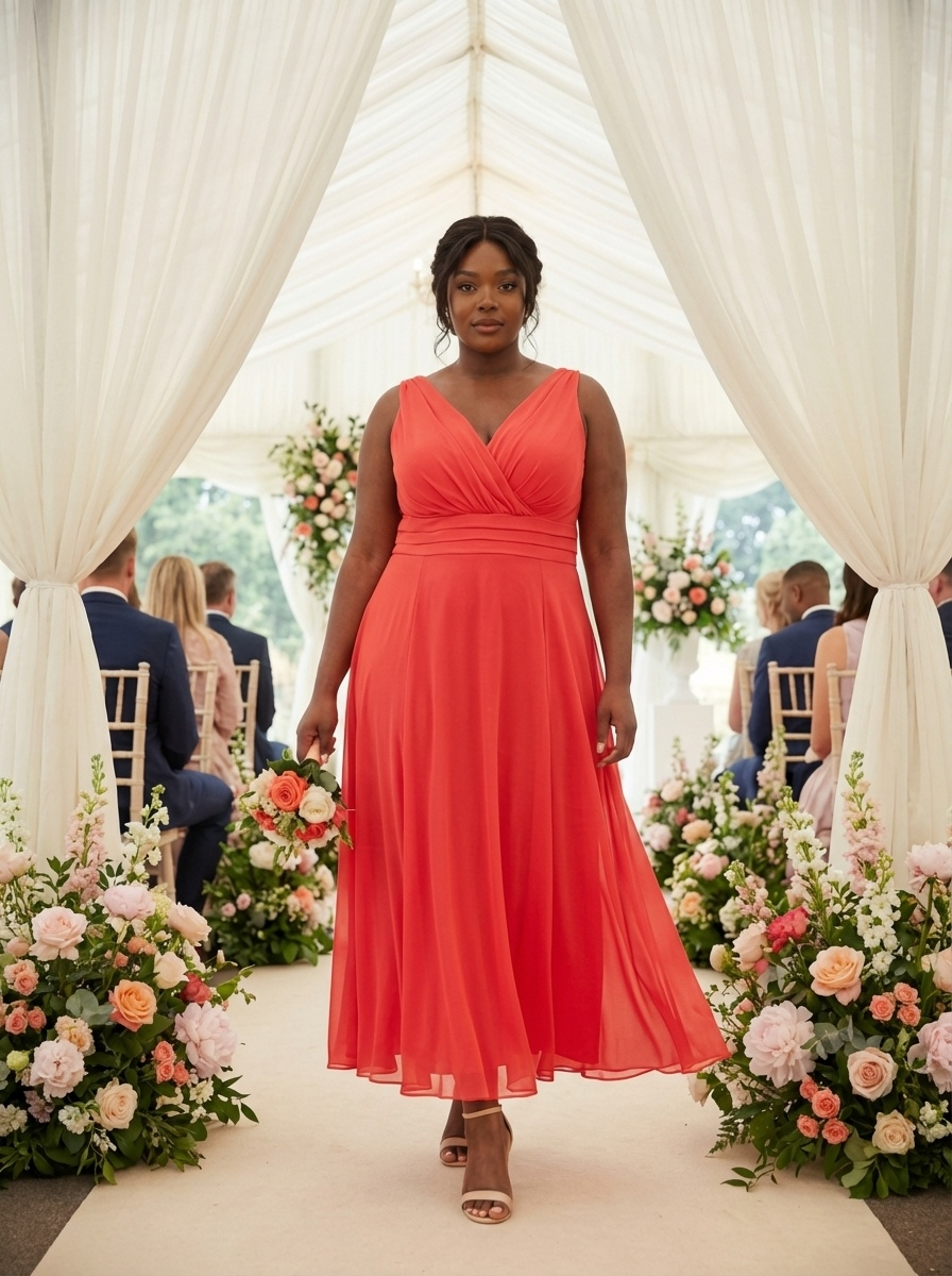 Nancy Marilyn Solid Scarlet Red Mesh Maxi Dress