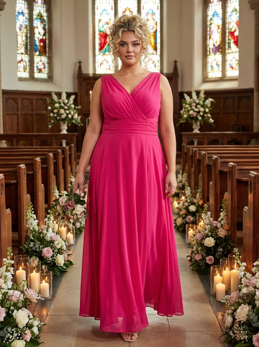 Nancy Marilyn Solid Cerise POWERFIT® Mesh Maxi Dress