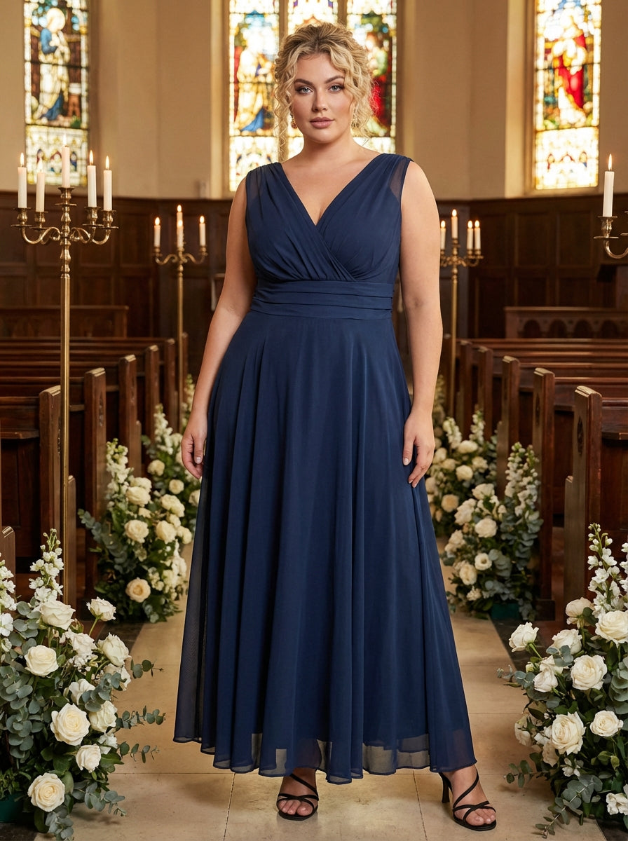 Nancy Marilyn Solid Navy Mesh Maxi Dress by Scarlett & Jo