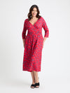 1940s Wrap Front Red Teal Midi Dress