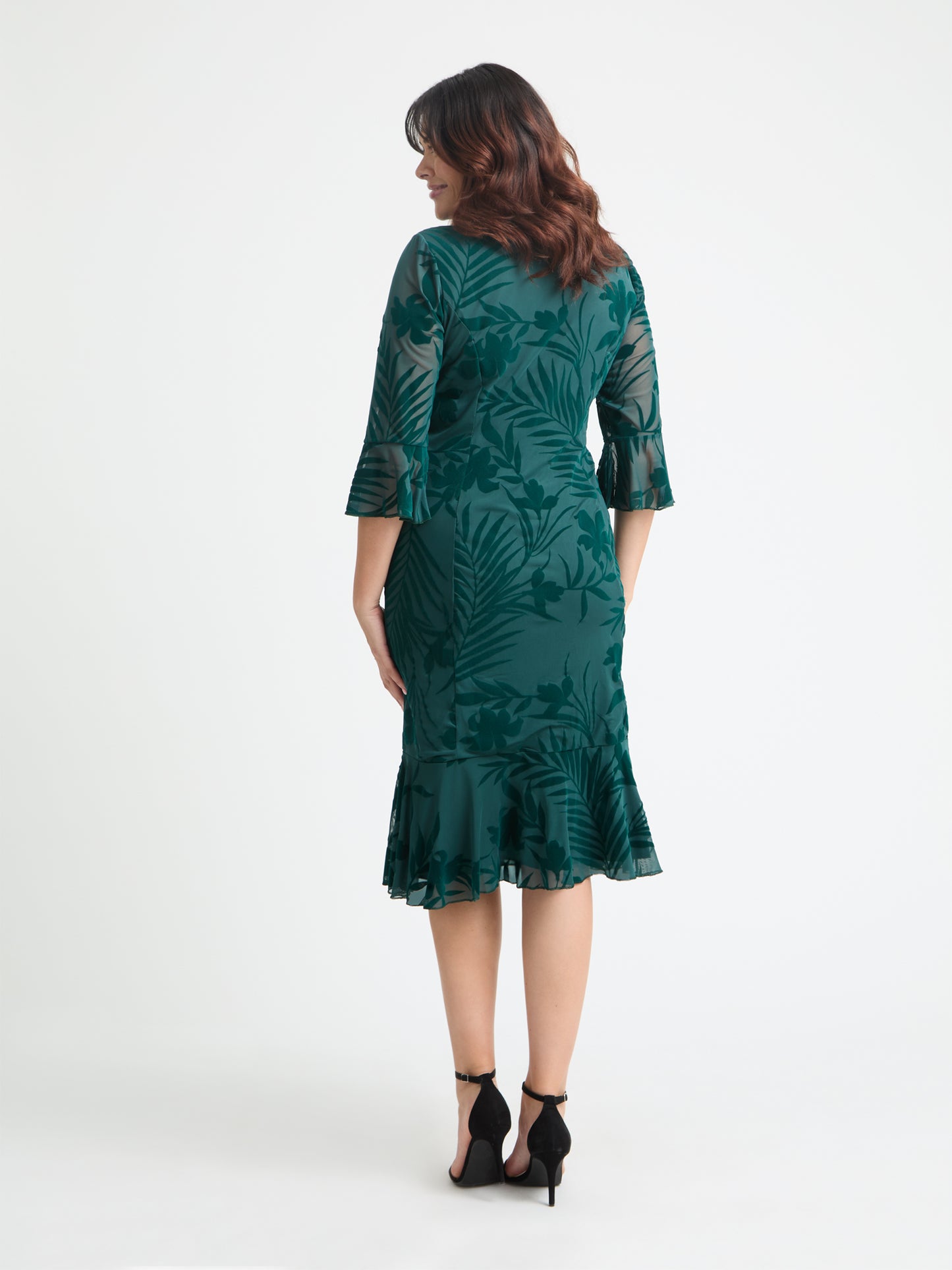 Green Velvet Flock Flapper Dress