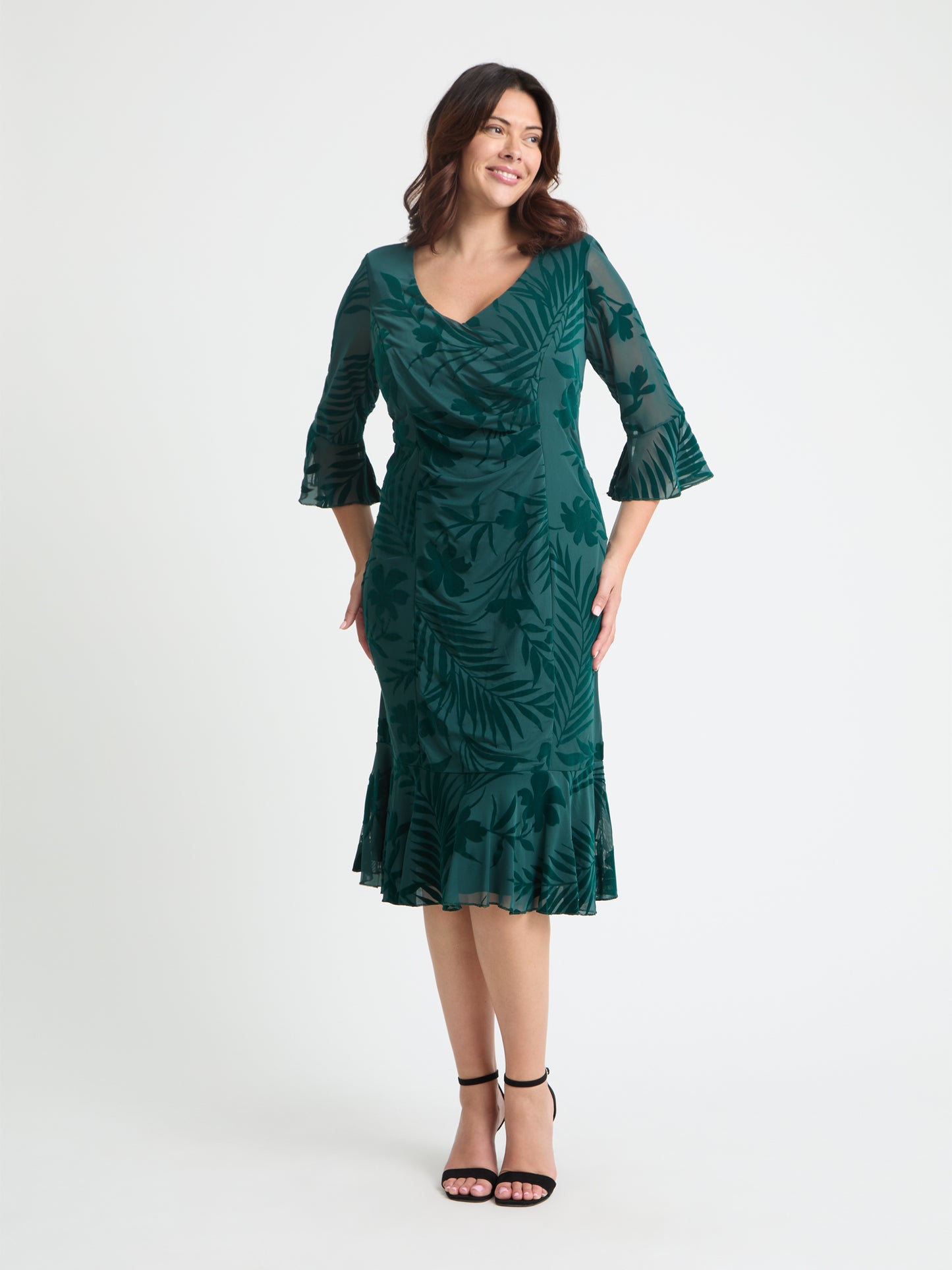 Green Velvet Flock Flapper Dress