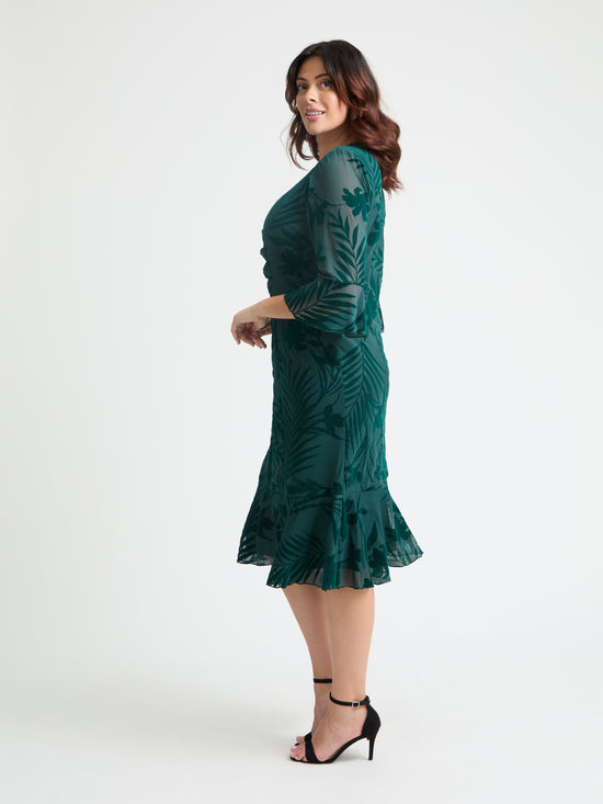 Green Velvet Flock Flapper Dress