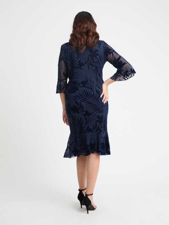 Navy Velvet Flock Flapper Dress