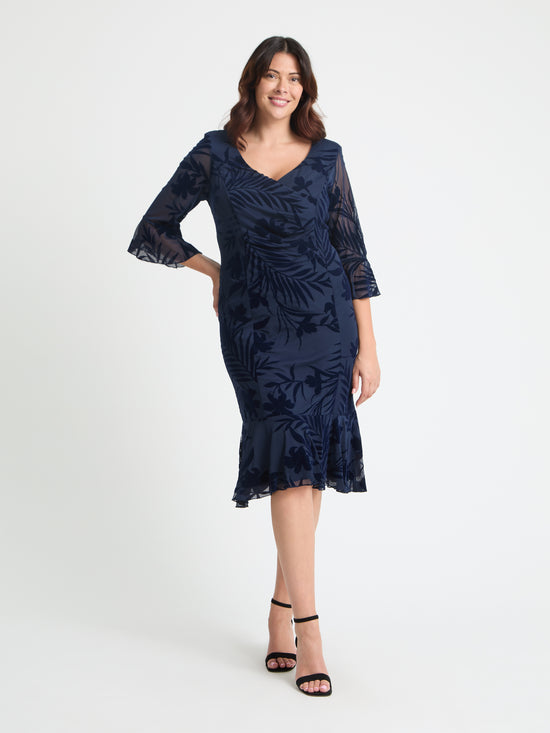 Navy Velvet Flock Flapper Dress