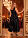 Marilyn Black Cluster Devore Midi Dress