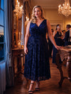 Marilyn Midnight Cluster Devore Midi Dress
