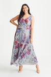 Amelia Silver Multi Print Mesh Maxi Dress