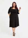 Georgina Sweetheart Neck '1940s' Black Dress