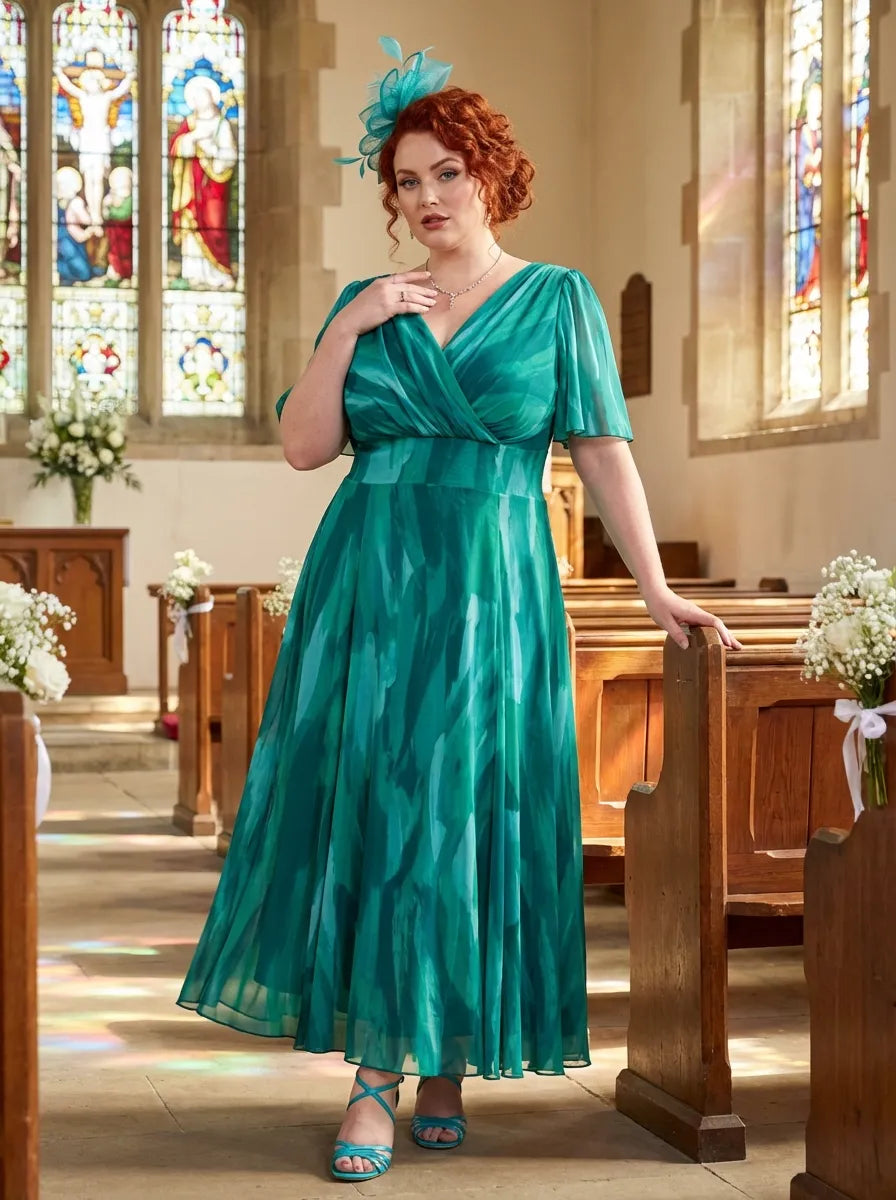 Petite Isabelle Sea Green Float Sleeve Maxi Dress