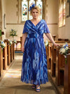 Petite Isabelle Spring Blue Float Sleeve Maxi Dress