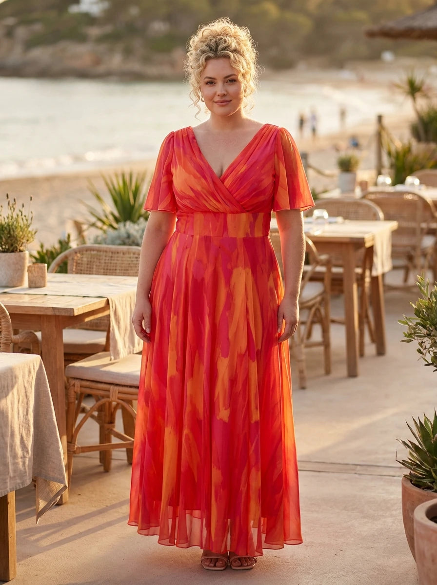 orange petite maxi dress Orange Floral Frill Maxi Dress