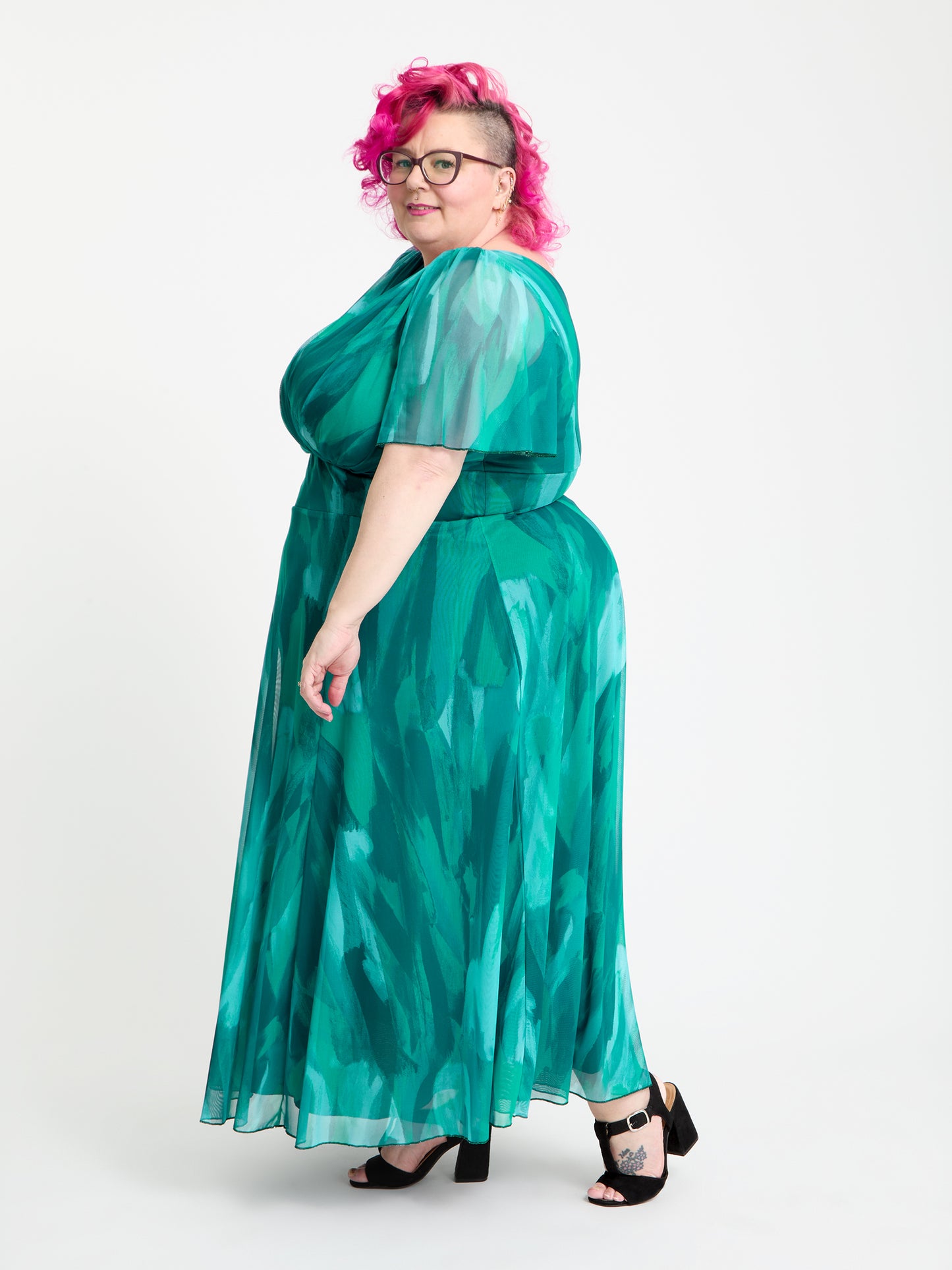Petite Isabelle Sea Green Float Sleeve Maxi Dress