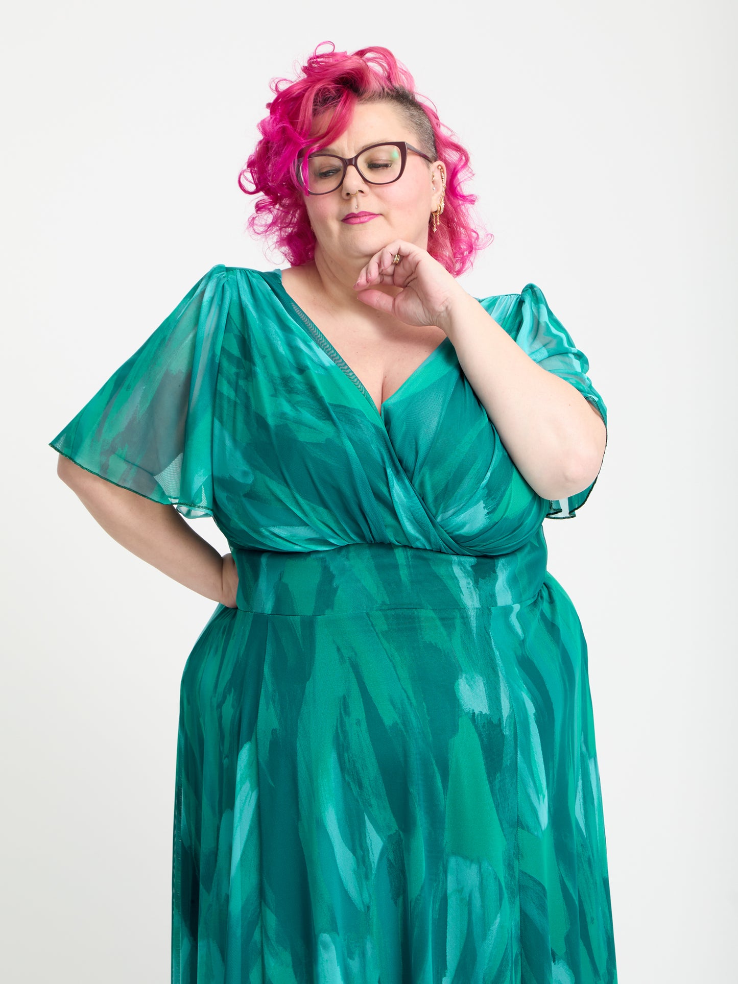 Petite Isabelle Sea Green Float Sleeve Maxi Dress