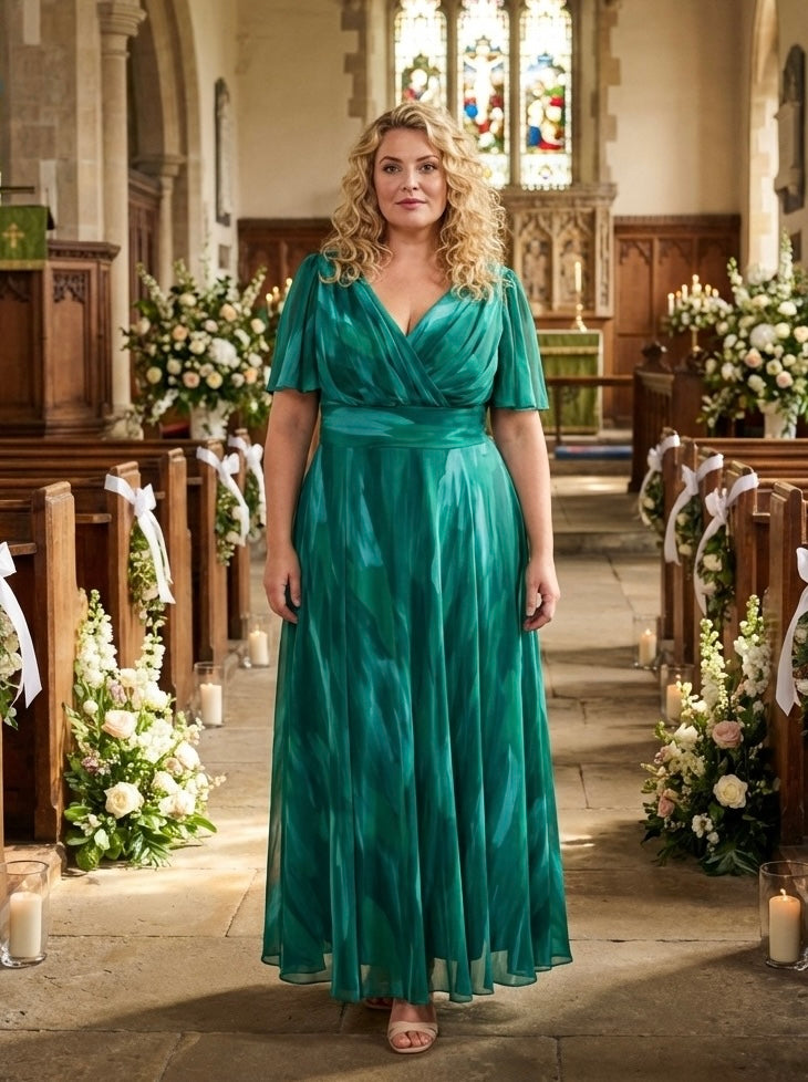 Isabelle Sea Green Float Sleeve Maxi Dress