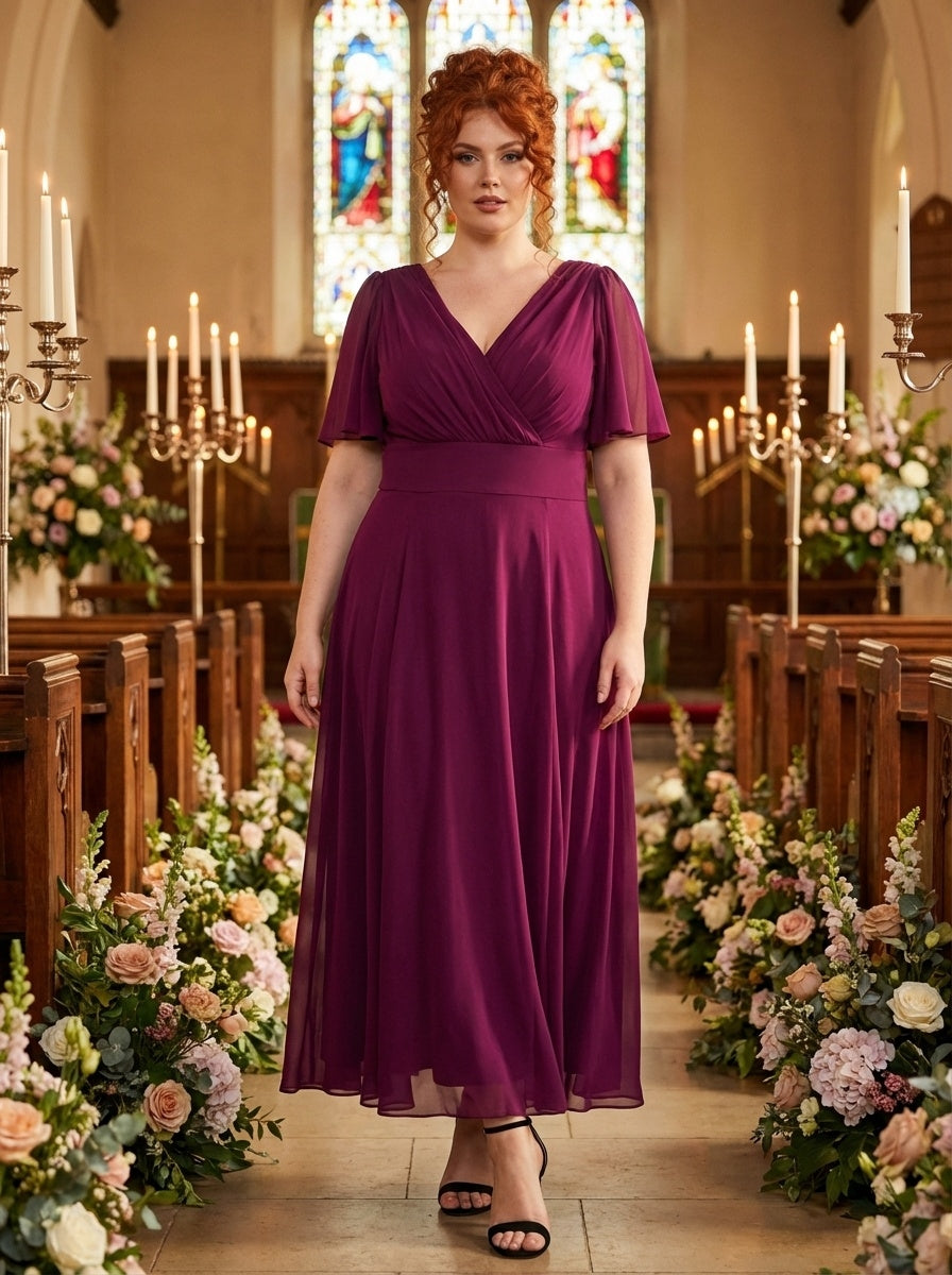 Isabelle Magenta Float Sleeve Maxi Dress
