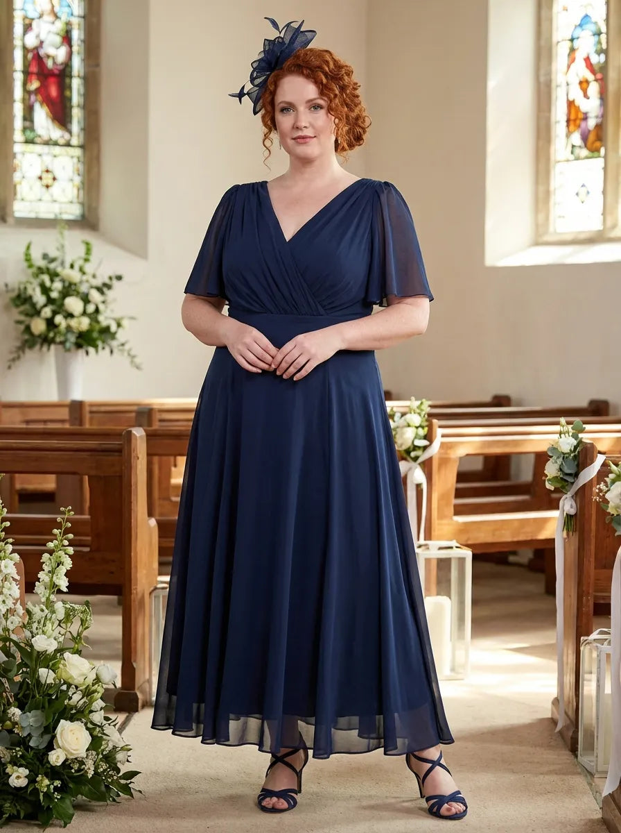 Petite Isabelle Navy Float Sleeve Maxi Dress