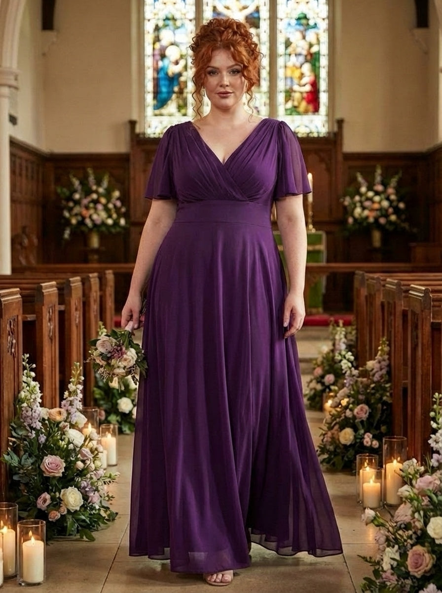Isabelle Purple Float Sleeve Maxi Dress