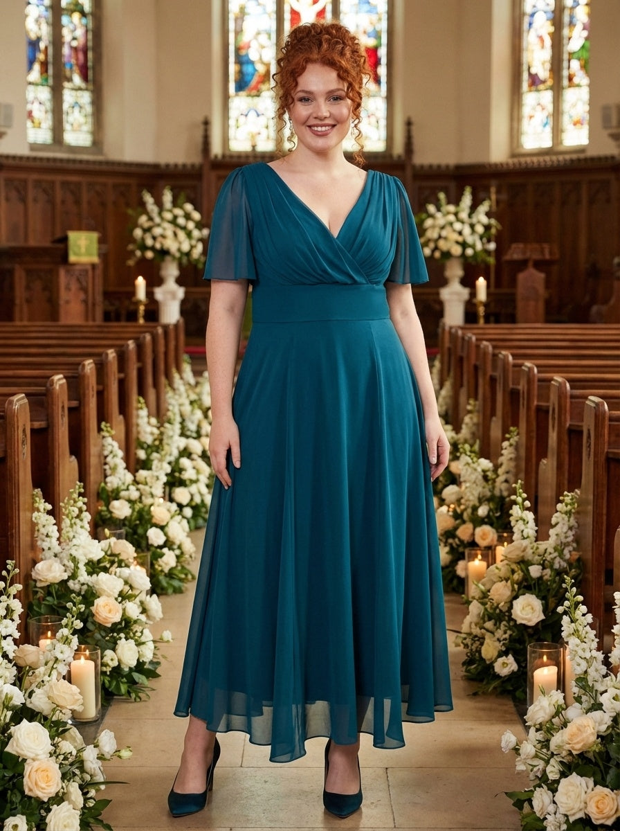 Isabelle Teal Float Sleeve Maxi Dress