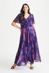 Isabelle Indigo Magenta Float Sleeve Maxi Dress