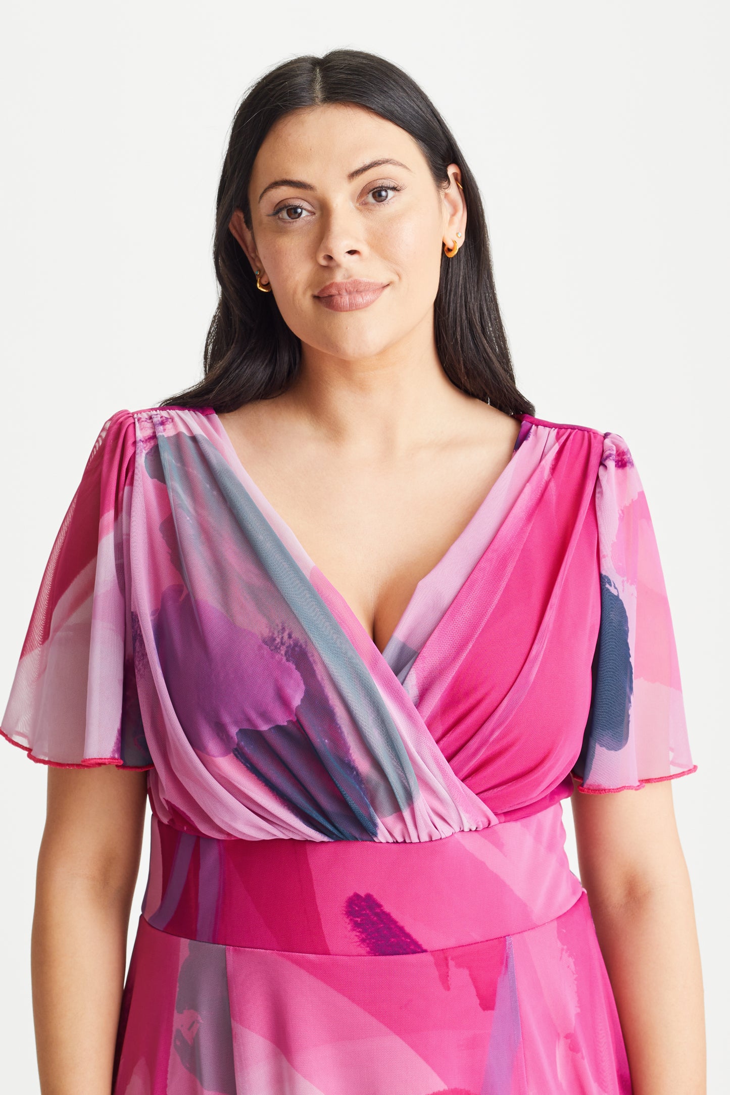 Isabelle Magenta Pink Float Sleeve Maxi Dress